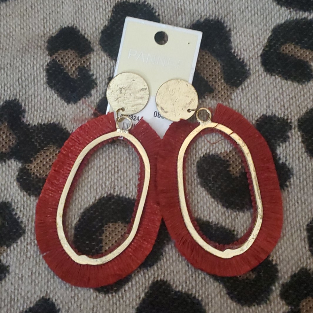 Red And Gold Tassel Boutique Earrings
